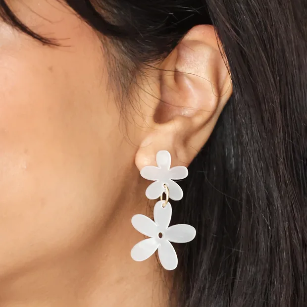 Pearlescent Acrylic Flower Drop Earrings Pearlescent Acrylic Flower Drop Earrings