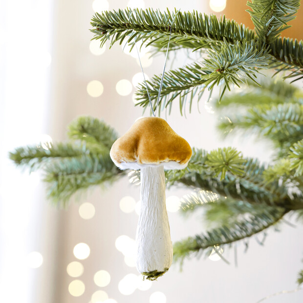 Soft Mustard Toadstool Hanging Decoration