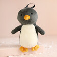 Jellycat Plush Festive Folly Penguin Decoration against neutral background