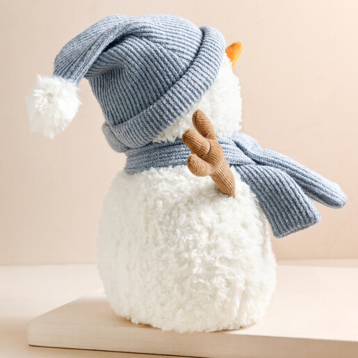 Side of Jellycat Sammie Snowman Soft Toy against neutral background