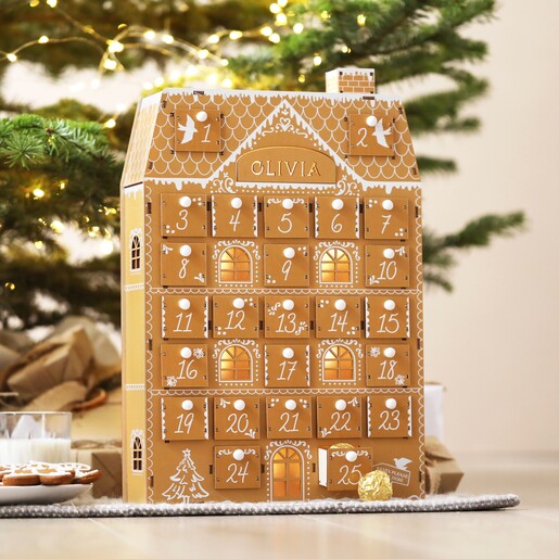 Personalised wooden advent calendar - 2024 Christmas decorations - light-up advent calendar