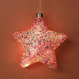Hanging Pink Glitter LED Star Light in Dark Room