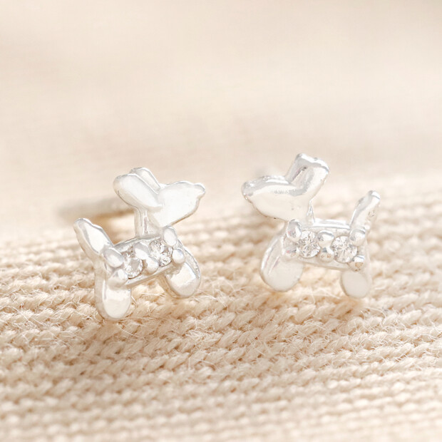 Sterling Silver Crystal Dog Stud Earrings Sterling Silver Crystal Dog Stud Earrings