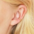 Close Up of Model Wearing Gold Sterling Silver Crystal Ear Cuff
