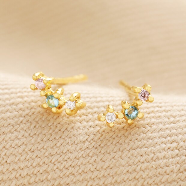 Gold crystal hot sale stud earrings