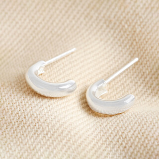 Sterling Silver Small Domed Hoop Earrings