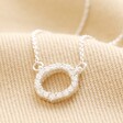 Sterling Silver Crystal Hoop Pendant Necklace on neutral coloured fabric