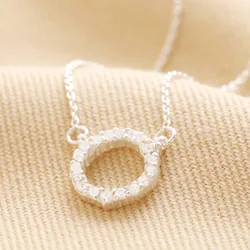 Sterling Silver Crystal Hoop Pendant Necklace