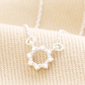 Sterling Silver Crystal Sunburst Pendant Necklace