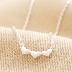 Sterling Silver Tiny Triplet Heart Bar Necklace