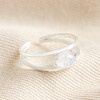 Sterling Silver Adjustable Opal Double Band Ring on Beige Fabric