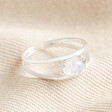 Sterling Silver Adjustable Opal Double Band Ring on Beige Fabric