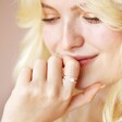 Model Wearing Sterling Silver Adjustable Opal Double Band Ring