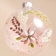 Close Up of Front of Pink Floral Wreath Glass Bauble