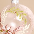 Close Up of Wreath Detail on Pink Floral Wreath Glass Bauble