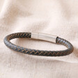Men's Antiqued Leather Bracelet in Brown on beige fabric