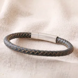 Men's Antiqued Leather Bracelet in Brown