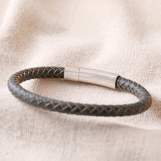 Men's Antiqued Leather Bracelet in Brown