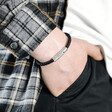 Men's Rustic Braided Leather Bracelet in Black On Model's Wrist