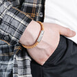 Men's Rustic Braided Leather Bracelet in Brown On Model's Wrist