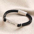 Personalised Men's Double Braided Leather Bracelet with best daddy personalisation in petit formal
