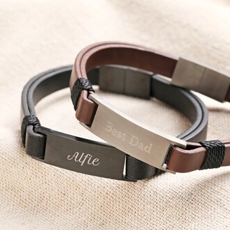 Personalised Men's Double Leather Bracelet
