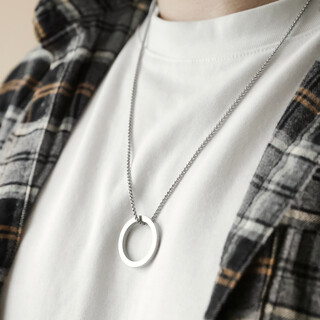 Men's Stainless Steel Hoop Pendant Necklace