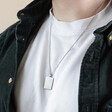 Men's Stainless Steel Tag Pendant Necklace on Model