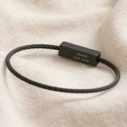 Personalised Men's Stainless Steel Thin Wire Bracelet in Black