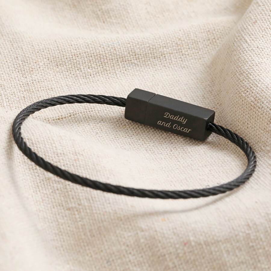 Personalised Stainless Steel Wire Bracelet Black Lisa Angel