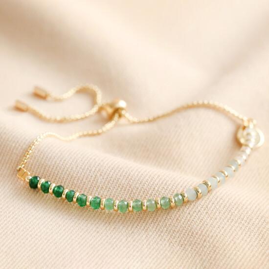 Green Adjustable Ombre Stone Bracelet