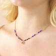 Third Eye Chakra Beaded Necklace in Gold on blonde haired model
