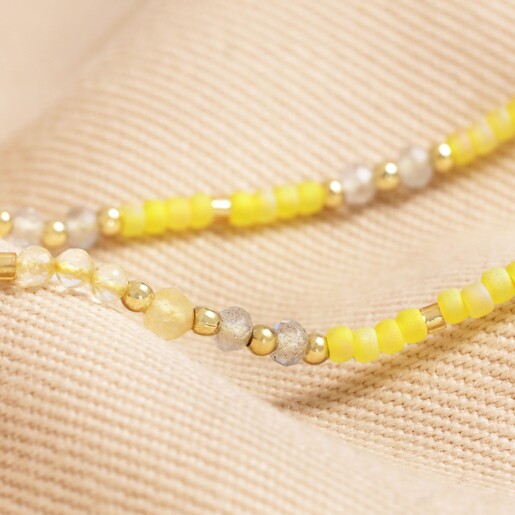 Close Up of Beads Close up of beads on Solar Plexus Chakra Beaded Necklace in Gold