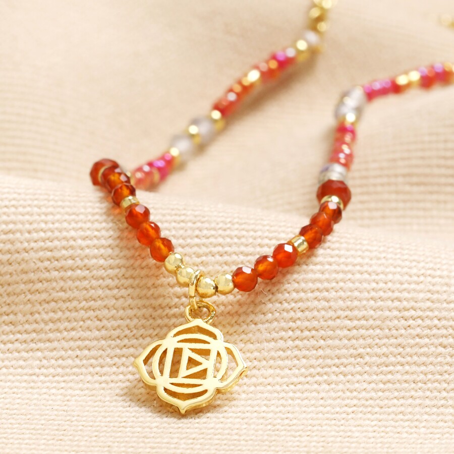 Root Chakra Beaded Necklace in Gold | Jewellery | Lisa Angel