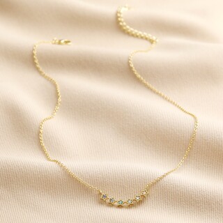 Blue Ombre Crystal Star Bar Necklace in Gold