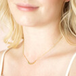 Model Wearing Ombre Crystal Star Bar Necklace in Green