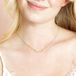 Ombre Crystal Star Bar Necklace in Green on Model