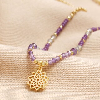 Crown Chakra Beaded Necklace in Gold