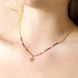 Crown Chakra Beaded Necklace in Gold on model