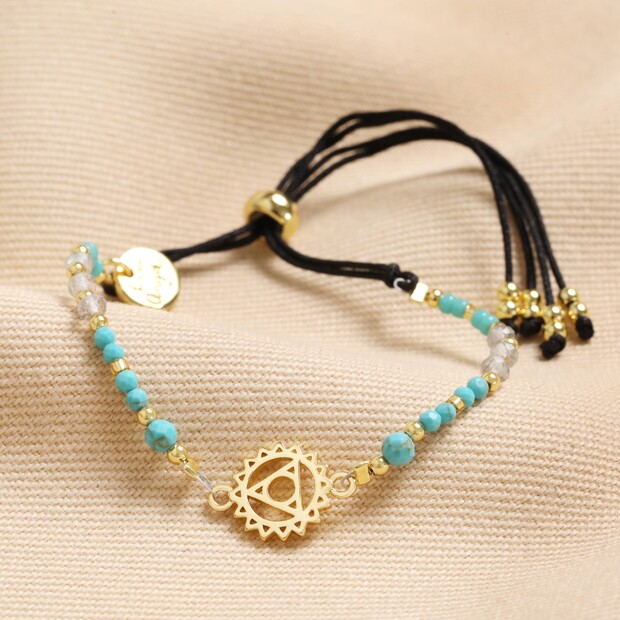 Throat Chakra Charm Bracelet in Gold
