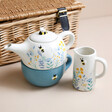 Afternoon Tea Wicker Gift Hamper Teapot and Mug Set With Milk Jug