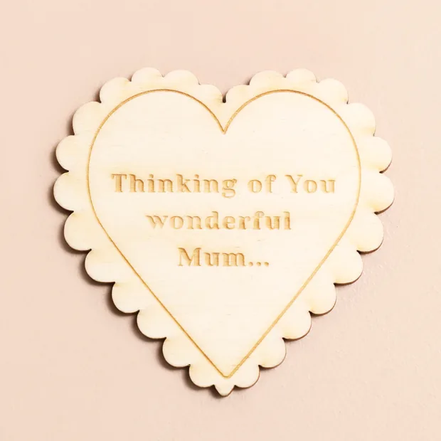 Personalised Wooden Scalloped Heart Token