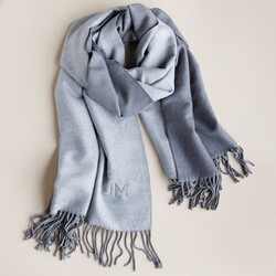 Personalised Embroidered Two Tone Cashmere Blend Scarf in Grey