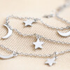 Lisa Angel Ladies' Silver Stainless Steel Star and Moon Charm Necklace