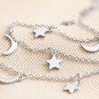 Lisa Angel Ladies' Silver Stainless Steel Star and Moon Charm Necklace