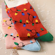 Mr Heron Men's Bamboo Red Christmas Lights Socks With Pink Version Also Available 