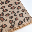 Close up of print on Leopard Print Winter Scarf against white background