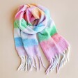Pastel Bright Block Winter Scarf on Beige Surface
