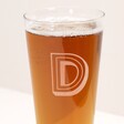 Close up of personalisation on Personalised Bold Initial Pint Glass