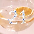 Close Up of 21 Personalisation on Personalised Floral Milestone Birthday Gin Glass